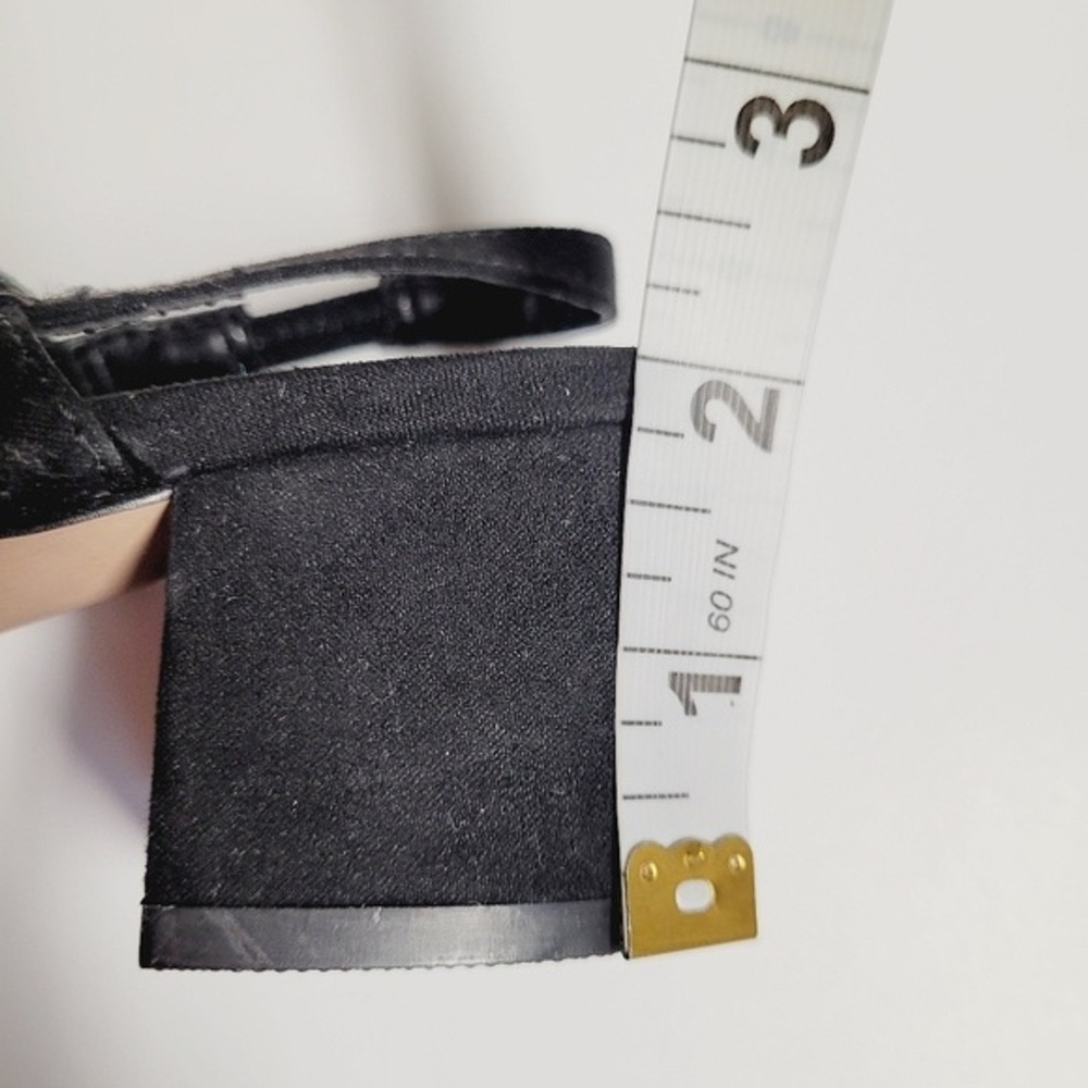 Express Black Silver Cap Pointed Toe Sling Back Block Heels Women's Size 6 - Picture 7 of 8